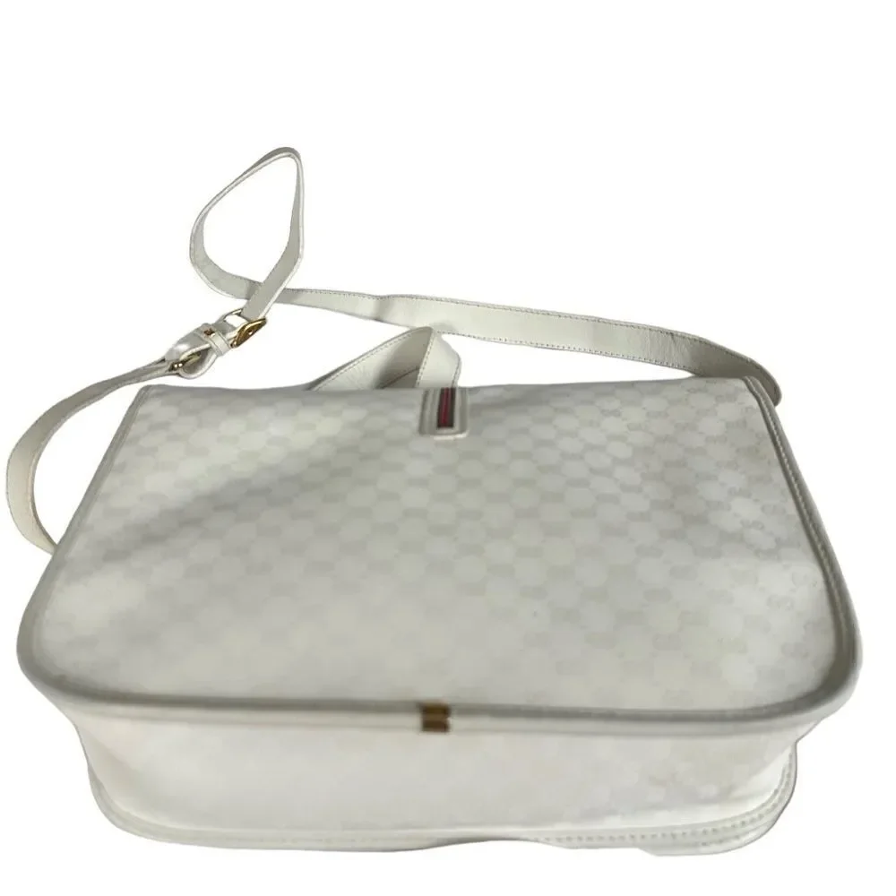 Gucci white gg canvas and leather crossbody bag